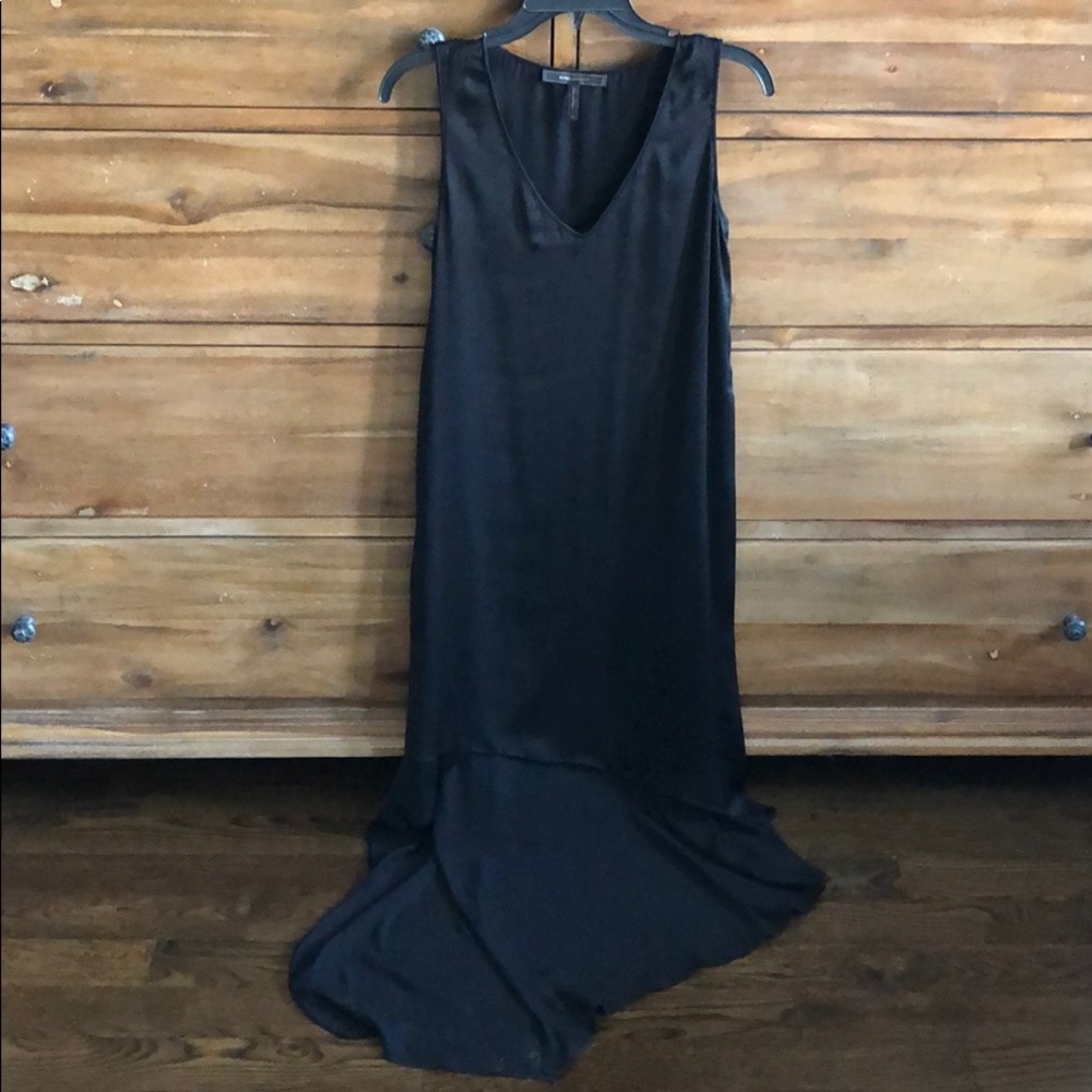 BCBG MazAzria black silk hi-lo dress